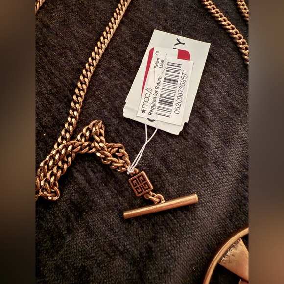 Vintage Givenchy Pendant Gold Necklace with Blue Green Gem nwt from estate - Picture 3 of 3